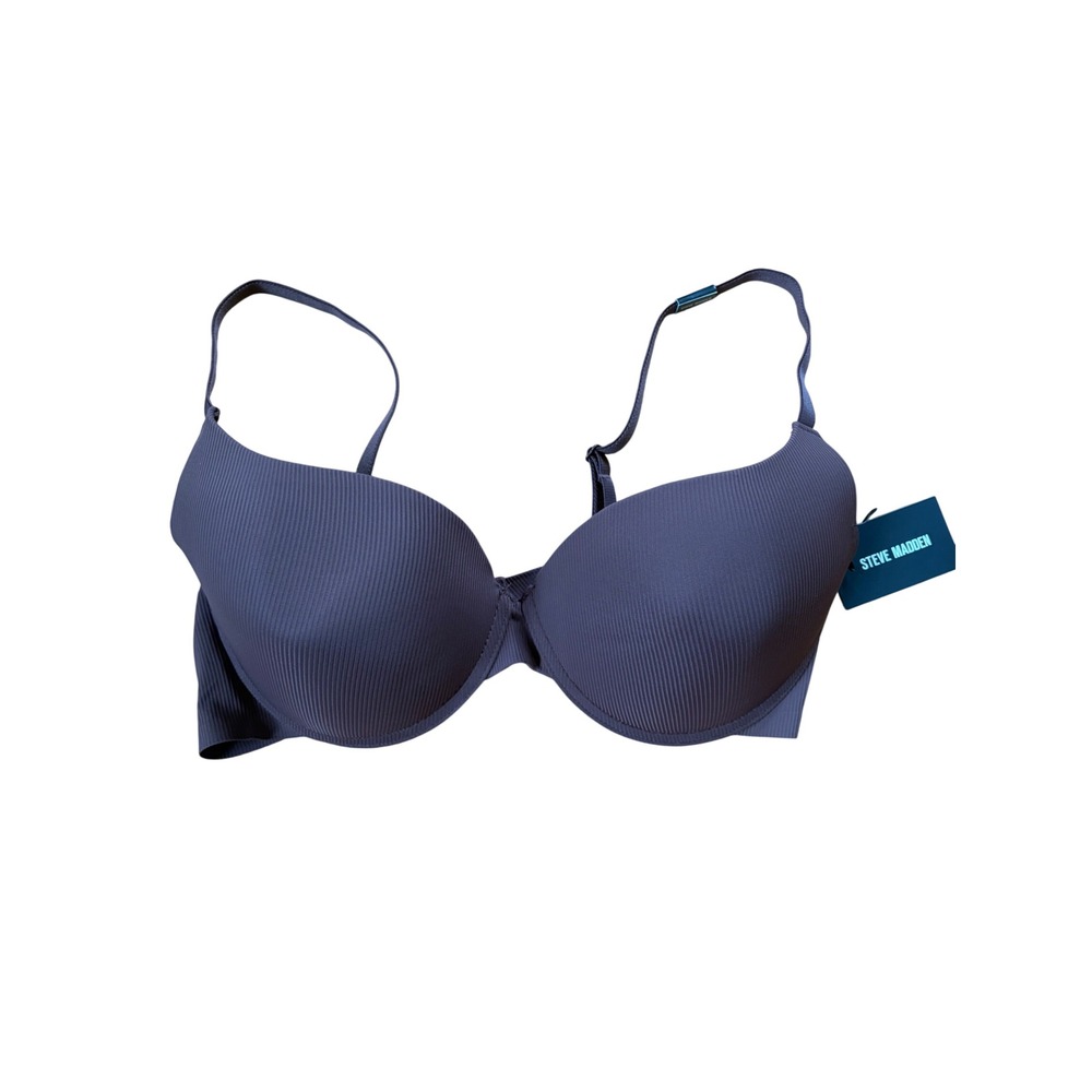NWT Steve Madden Chocolate Brown Ribbed Push Up Bra Padded Underwire 36C